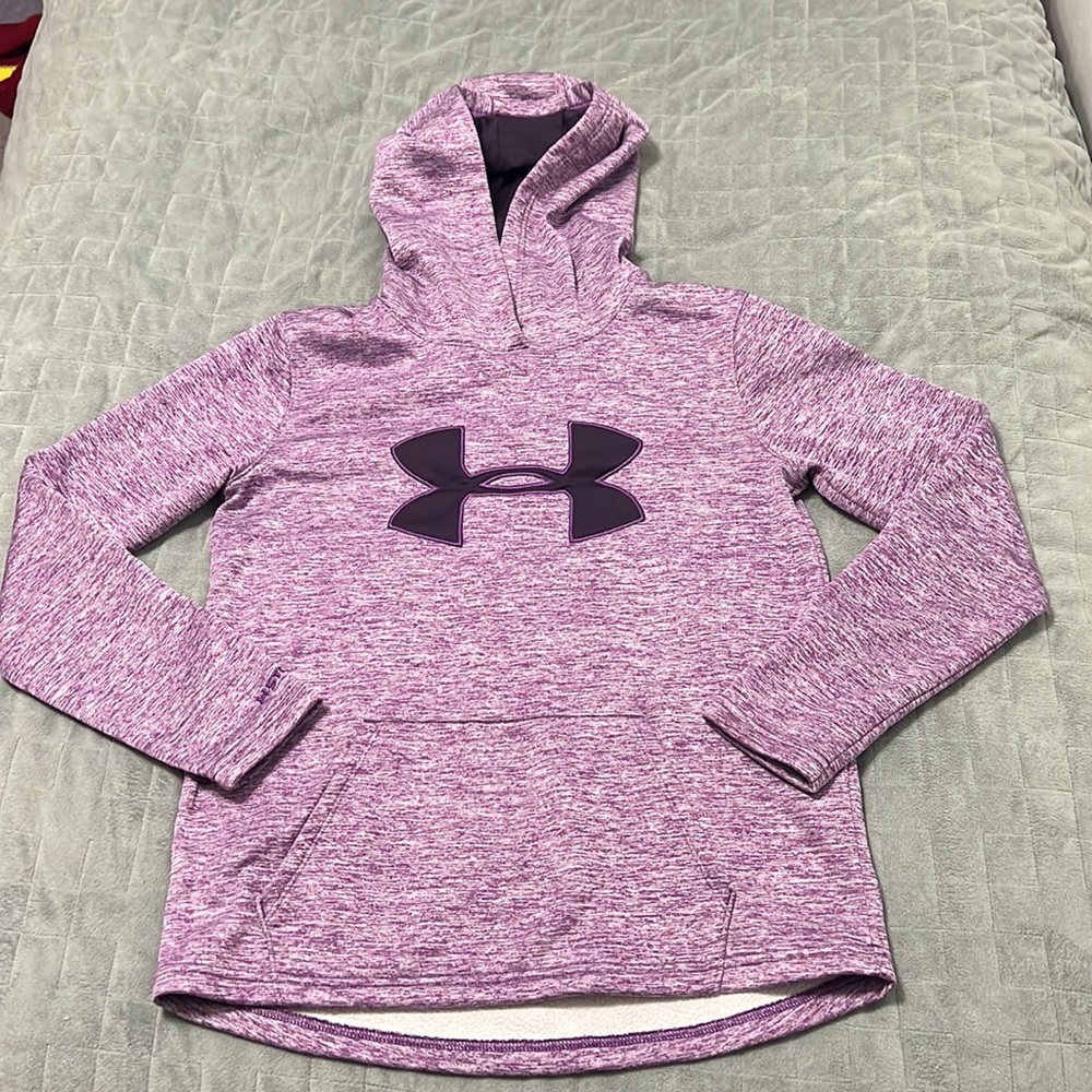 NWOT Under Armour Logo Hoodie, Hooded Sweatshirt, Polyester, Purple, Size XS